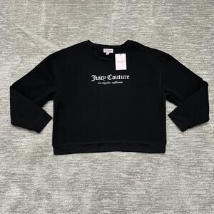 Juicy Couture Sweatshirt Womens XL Black Liquorice Logo Crewneck Fleece Pullover